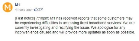 Les utilisateurs du haut débit M1 signalent une panne le 1er jour de CNY, la société s’excuse et conseille le redémarrage du routeur