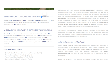 ARt PaRiS 2022 – 7/10 Avril 2022 -Grand Palais éphémère-