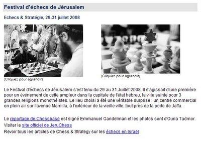le dernier billet de Chess & Strategy sur les échecs en Israël