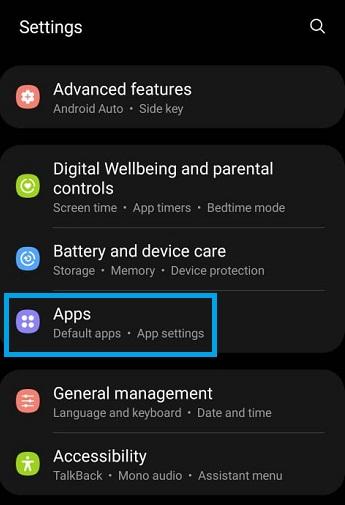 Paramètres des applications sur Android