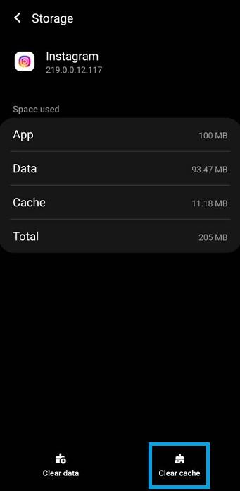 Effacer le cache de l'application Instagram sur Android