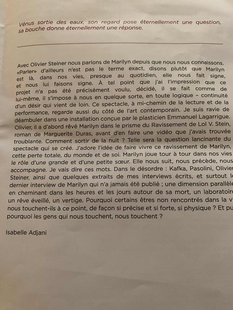 Le vertige Marilyn par Isabelle Adjani à la maison de la Poésie