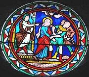 Sainte Agathe conduite au supplice - vitrail église de Lignières