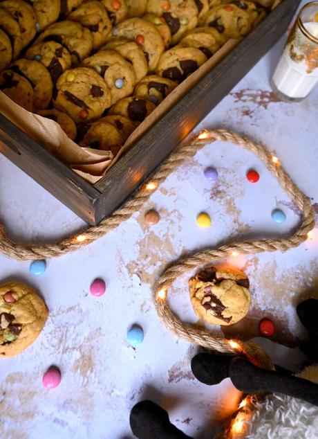 Cookies moelleux très faciles à faire au chocolat et aux smarties !