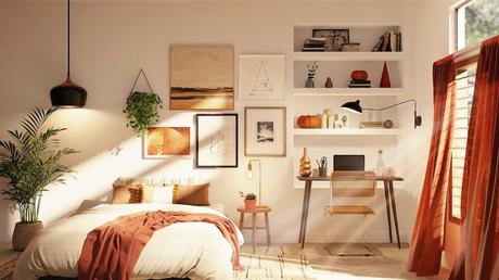 chambre déco bohème nuance terreuse