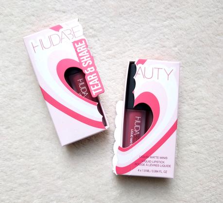 HUDA BEAUTY : Valentine's Day Liquid Matte Lipstick Mini Quad Tear & Share, le kit à partager ou pas! (swatch) 💄👄💕