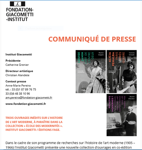 Fondation Giacometti Institut « communique de presse »