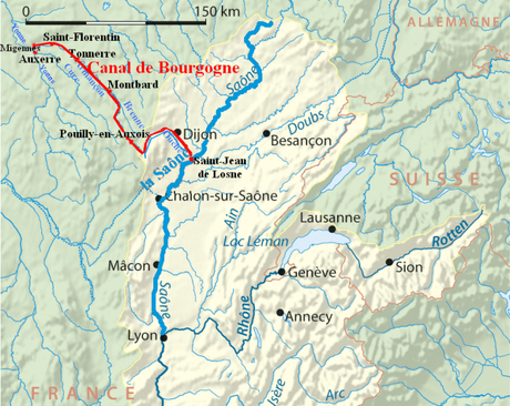 Tracé du Canal de Bourgogne © PRA - licence [CC BY-SA 4.0] from Wikimedia Commons