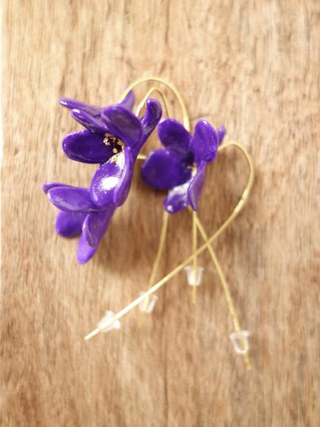 Boucles d'oreilles violettes viola earrings