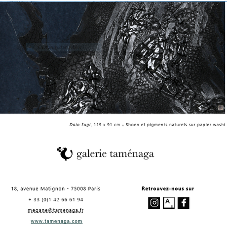 Galerie Taménaga   – exposition Takehico Sugawara à partir du 19 Mars 2022.