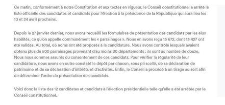 Élysée 2022 (34) : la liste officielle des 12 candidats Élysée 2022 (34) : la liste officielle des 12 candidats