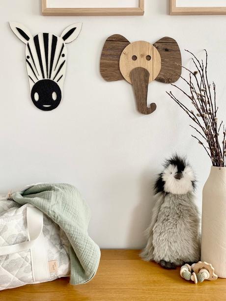 DIY trophée mural animaux : éléphant et zèbre s’invitent dans la chambre d’Oscar diy trophée mural animaux éléphant zèbre chambre enfant garçon
