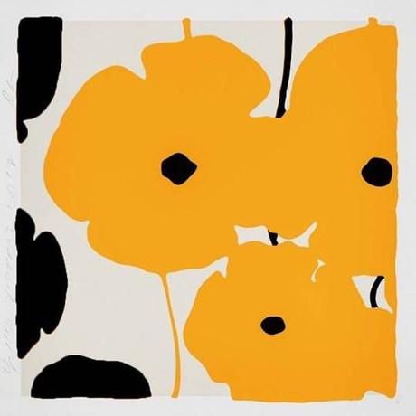 Donald Sultan, Yellow and Black Poppies, 2019.