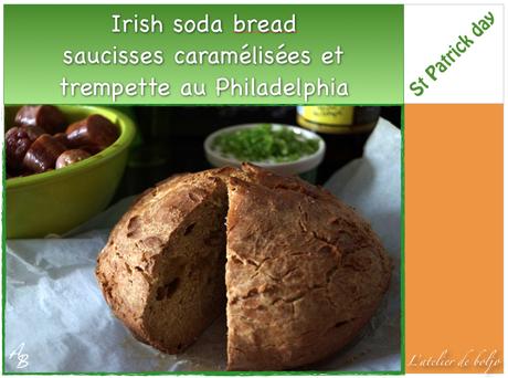 Soda bread et saucisses caramélisées pour trempette irlandaise à la Saint Patrick
