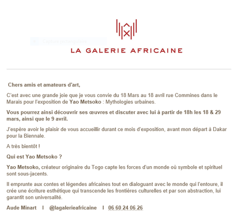 La galerie Africaine « Mythologies urbaines » de Yao Metsoko