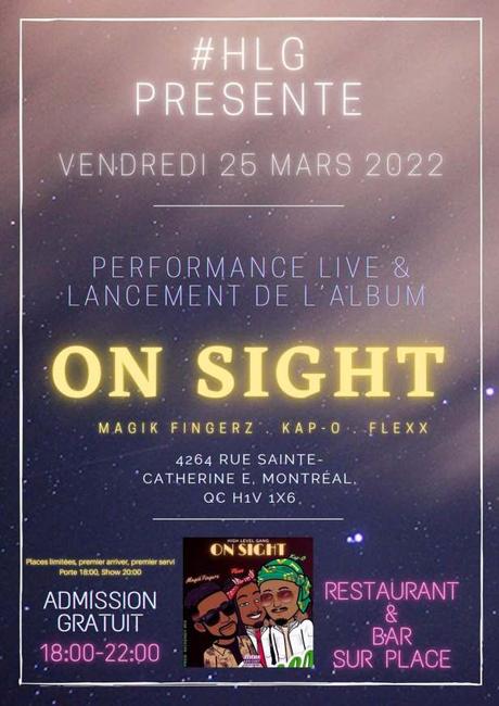 Lancement de « On Sight », ce vendredi 25 mars & Laboratoire Vanasse, ce samedi 26 mars au Bistro Le Ste-Cath