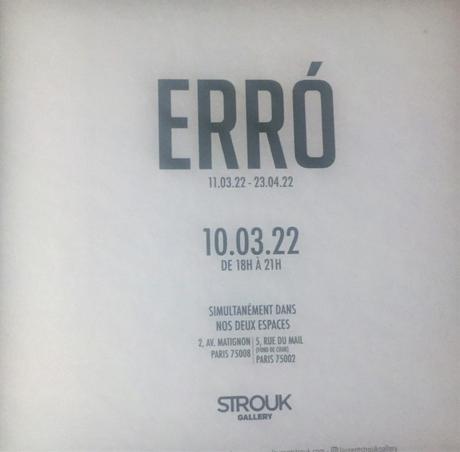Gallery Strouk  «  » ERRO «  » jusqu’au 23 Avril 2022.