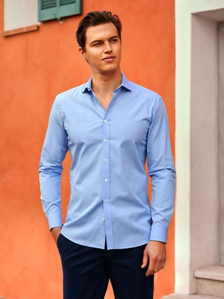 chemise bleue 100 % bio