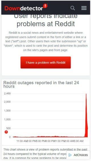 reddit vers le bas downdetector