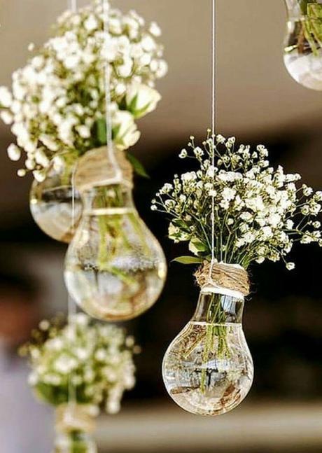 ampoule recycle pot de fleurs suspendus ficelle naturelle deco intérieure