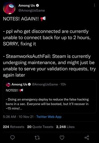 bug de déconnexion parmi nous