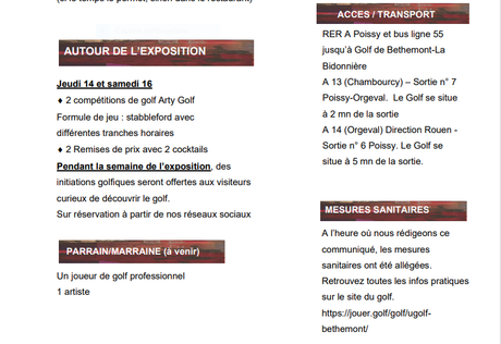 Exposition ARTY GOLF – à Poissy – Ugolf Béthemont – 13/17 Avril 2022 –