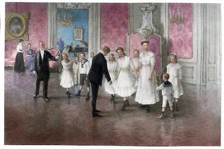Kaiser Franz Joseph I. beim Tanzunterricht seiner Enkel in Schönbrunn / Les enfants de l'archiduchesse Marie Valérie apprennent à danser