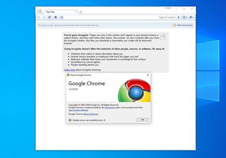 Une capture d'écran montre le mode Incognito dans Chrome.