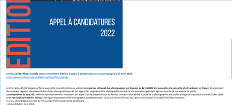 Appel a candidatures – Prix CARITAS -Photo Sociale 2022- Prix Viviane Esders-