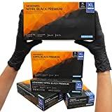 ARNOMED gants jetables XL, gants jetables noirs, 100 pièces/boîte, sans poudre et sans latex, gants en nitrile, gants en tailles S, M, L & XL
