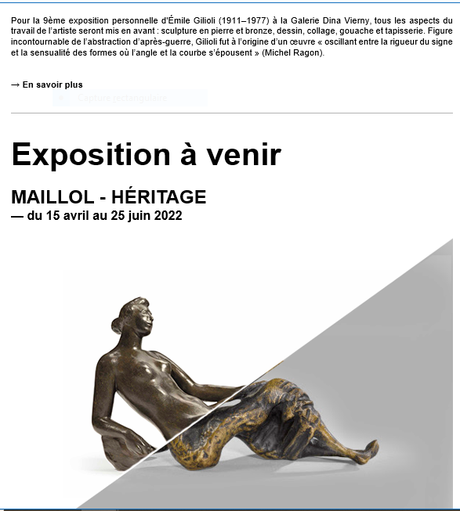 Galerie Dina Vierny « exposition GILIOLI jusqu’au 9 Avril 2022