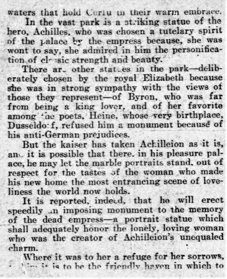 The Restless Kaiser's $ 3.000.000 Resting Place — Washington Times October 27, 1907