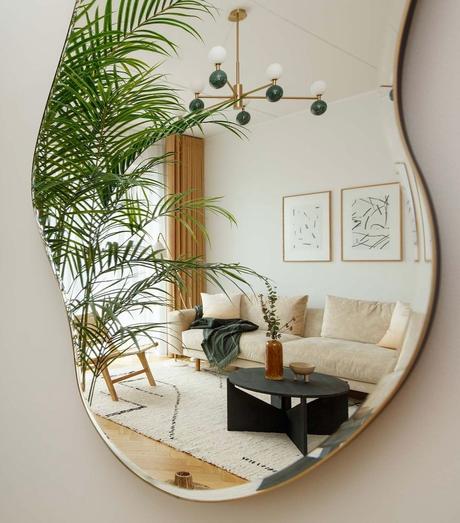 salon miroir ovale forme organique - blog déco - clem around the corner