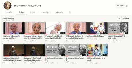 Page You Tube Krishnamurti francophone