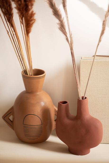 vase décoration organique terre cuite orange ocre - blog déco