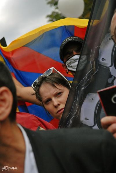 Manifestation en faveur du Tibet le jour de l'ouverture des JO