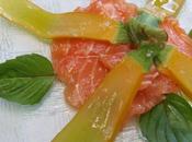 Saumon mariné courgettes jaunes l'huile "basilic"