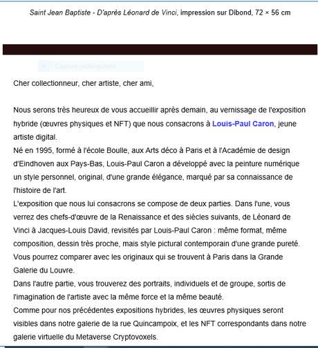 Galerie Schwab Beaubourg  exposition : Louis-Paul CARON – à partir du 20 Avril 2022.
