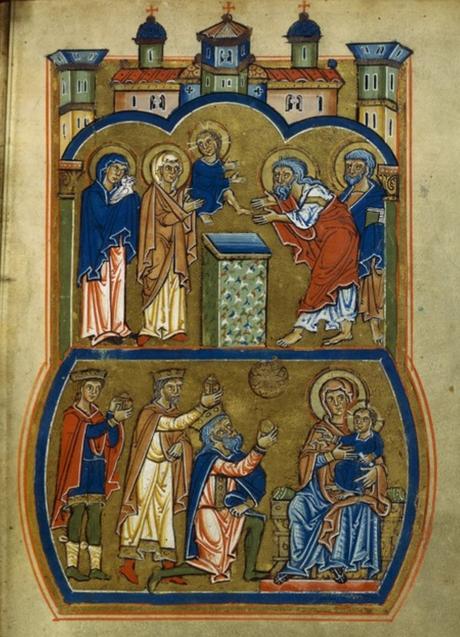 Adoration mages, 1239 ca, BNF NAL 3102 fol 7