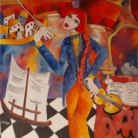La violoniste, peinture de Serge Boisse