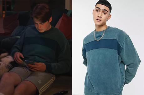 HEARTSTOPPER : Nick’s green sweatshirt with contrast panel and Osaka print