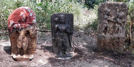 Des pierres représentant des héros de l'ère Kongu Chola découvertes à Annur en inde