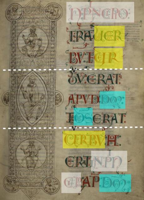 Initiale I 1160-70 Concordance des Evangiles St Omer BM MS 30 fol 57 schema