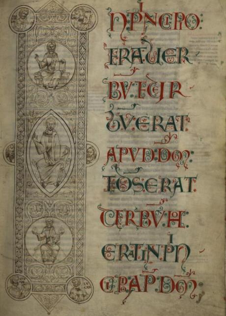 Initiale I 1160-70 Concordance des Evangiles St Omer BM MS 30 fol 57 IRHT