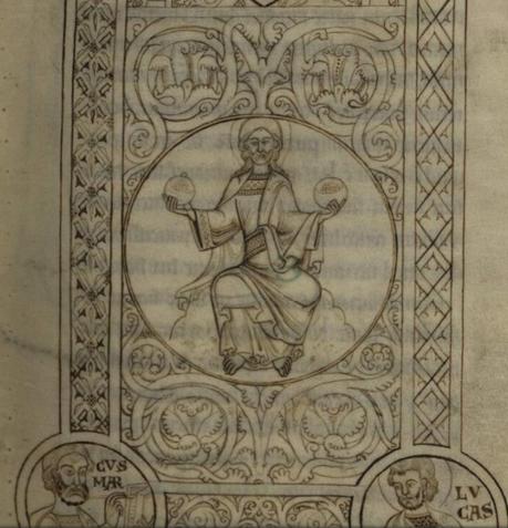 Initiale I 1160-70 Concordance des Evangiles St Omer BM MS 30 fol 57 detail 2 IRHT