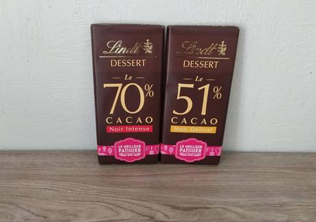 Chocolat Lindt Dessert Noir 70% de Cacao Intense ou Lindt Dessert Noir 51% de Cacao Délicat