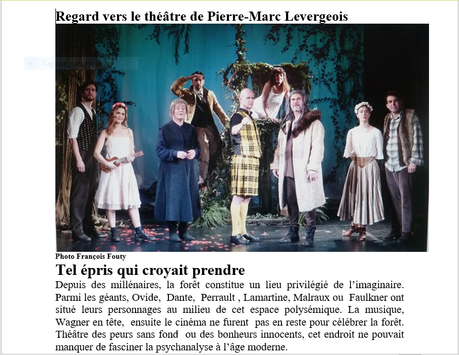 Regard vers le théâtre de Pierre-Marc Levergeois;