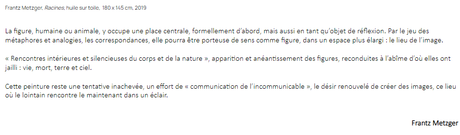Galerie Marie Vitoux – exposition Frantz Metzger « Correspondances »  à partir du 12 Mai 2022.