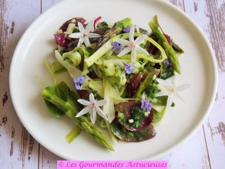 Salade d'asperges à la verveine citron et à la rhubarbe (Vegan)