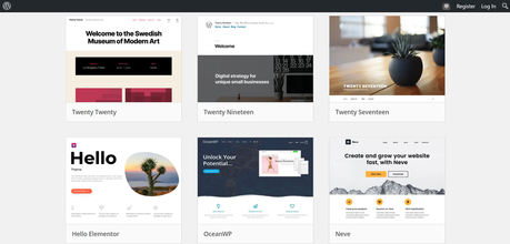 Une capture d'écran d'un tour d'horizon des thèmes qui fonctionnent bien avec WordPress.